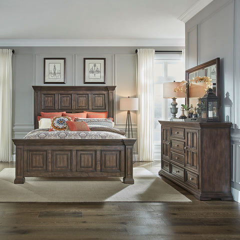 Big Valley King Panel Bed, Dresser & Mirror