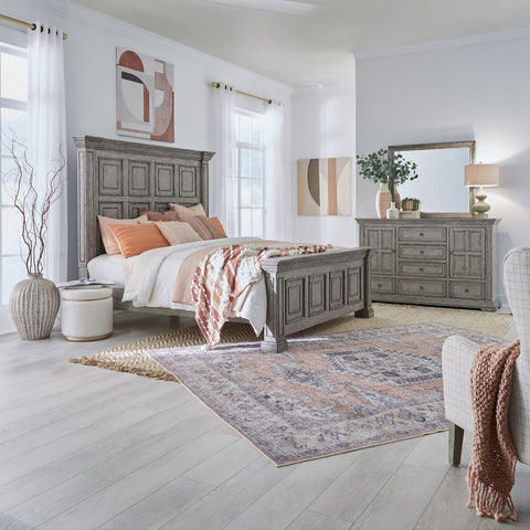 Big Valley King Panel Bed, Dresser & Mirror