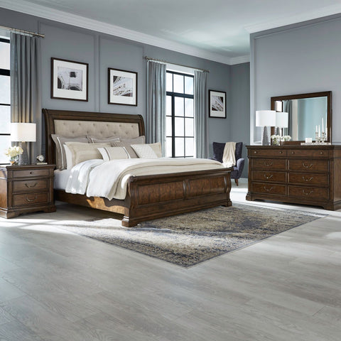 Arden Road King Uph Sleigh Bed, Dresser & Mirror, Night Stand