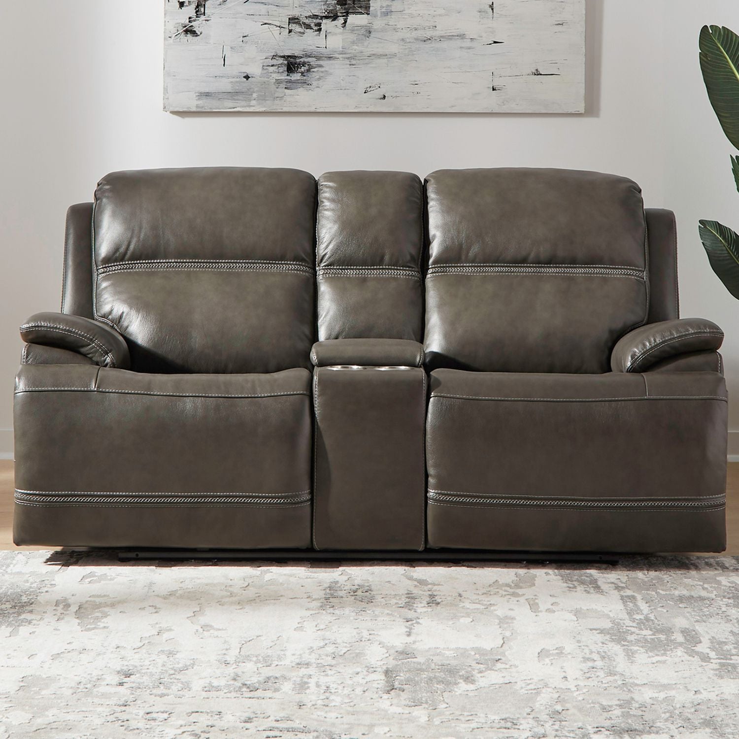 Bentley Loveseat w/Console P2 & ZG - Graphite