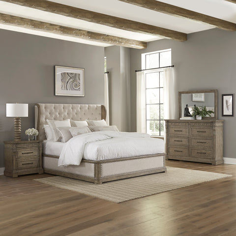 Town & Country 711-BR-QSHDMN Queen Shelter Bed, Dresser & Mirror, NS