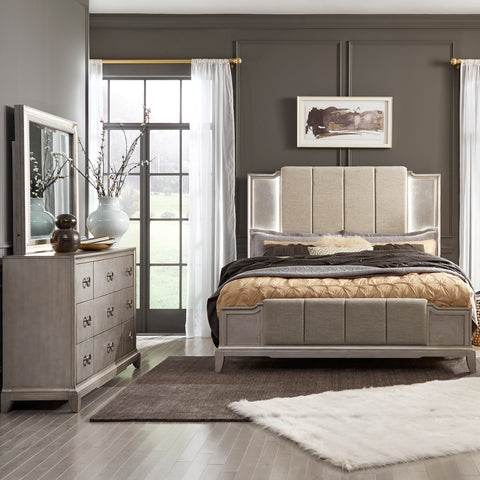 Montage 849-BR-QUBDM Queen Uph Bed, Dresser & Mirror