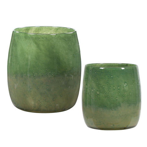 Uttermost Matcha Green Glass Vases, S/2