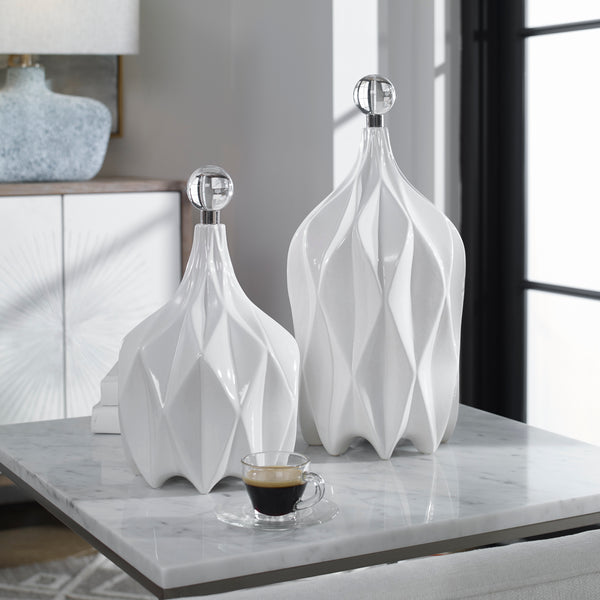 Uttermost Klara White Bottles, S/2