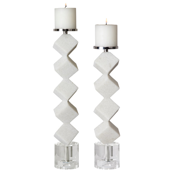 Uttermost Casen Marble Cube Candleholders, S/2