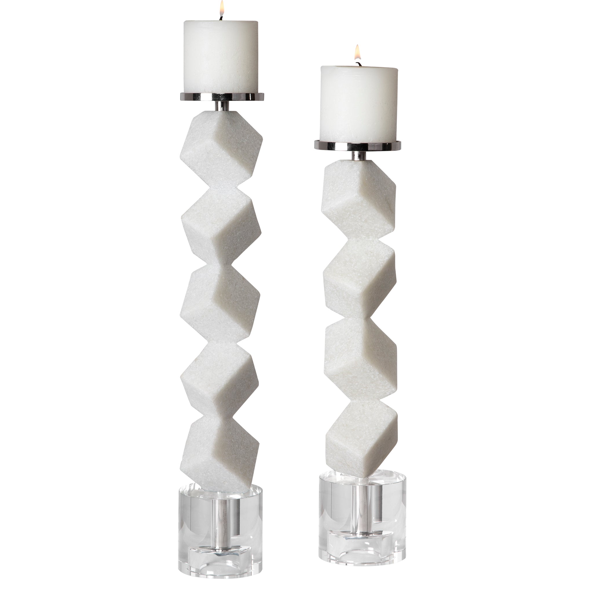 Uttermost Casen Marble Cube Candleholders, S/2