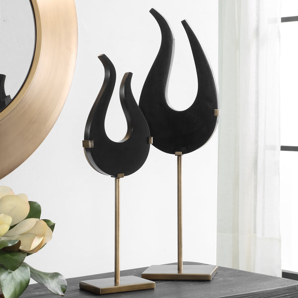 Uttermost Black Flame Sculptures, S/2