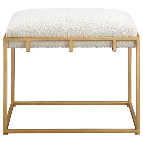 Uttermost Paradox Small Gold & White Shearling Bench