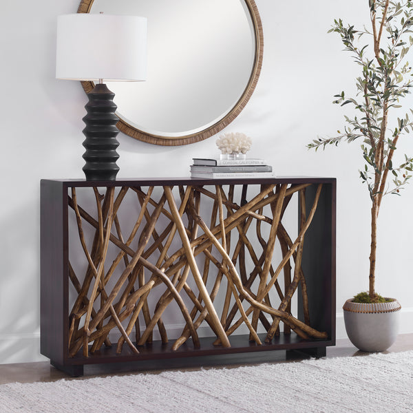 Uttermost Teak Maze Console Table