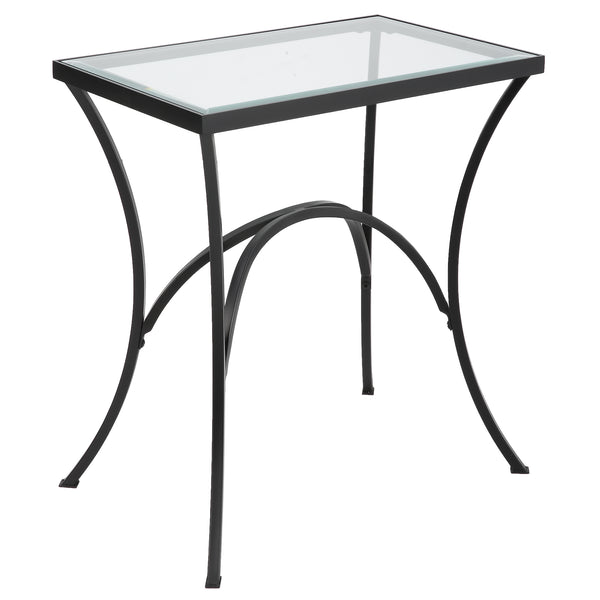 Uttermost Alayna Black Metal & Glass End Table