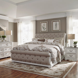 Liberty Furniture 244-BR-KUSLDMN King Uph Sleigh Bed, Dresser & Mirror, Night Stand