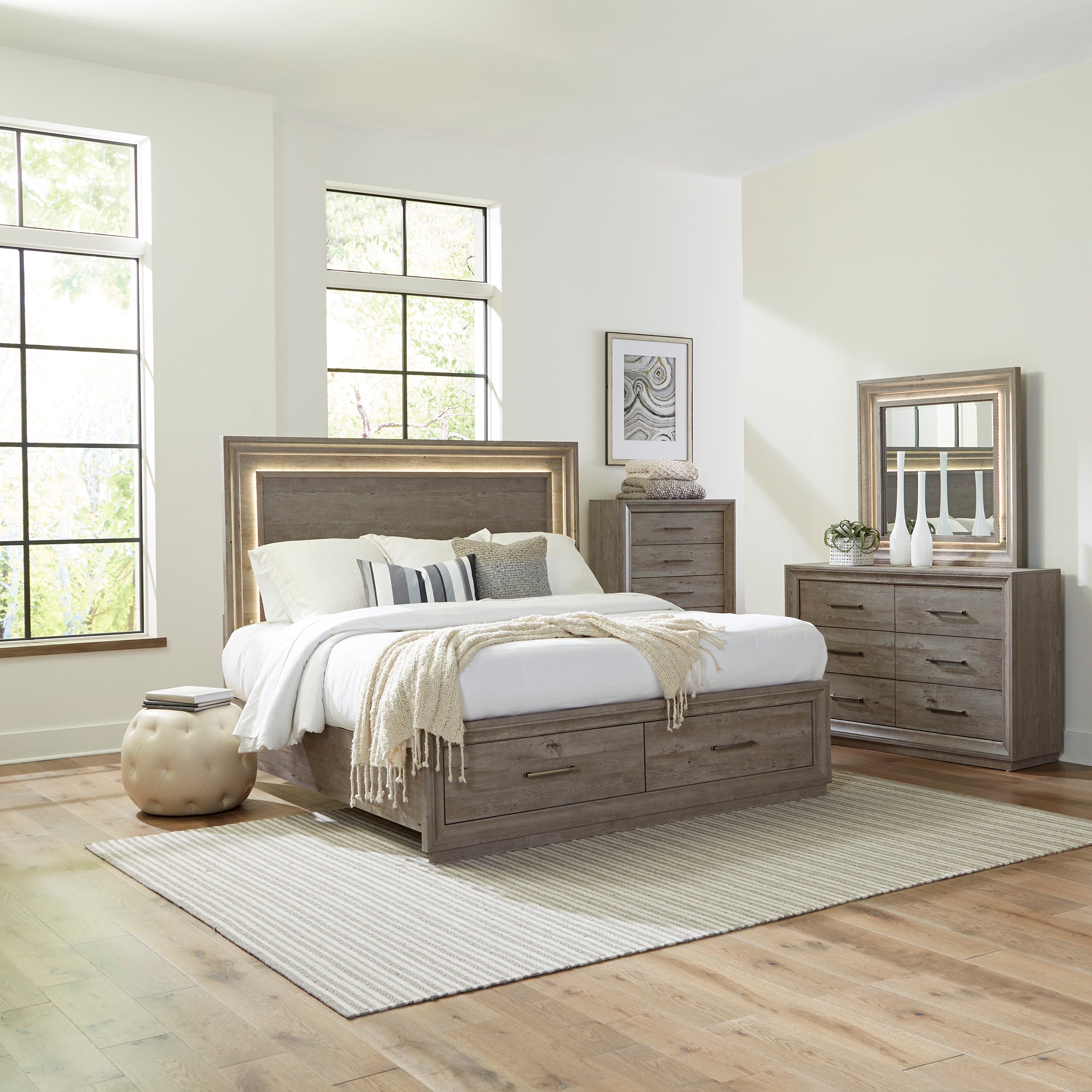 Liberty Furniture 272-BR-KSBDMC King Storage Bed, Dresser & Mirror, Chest