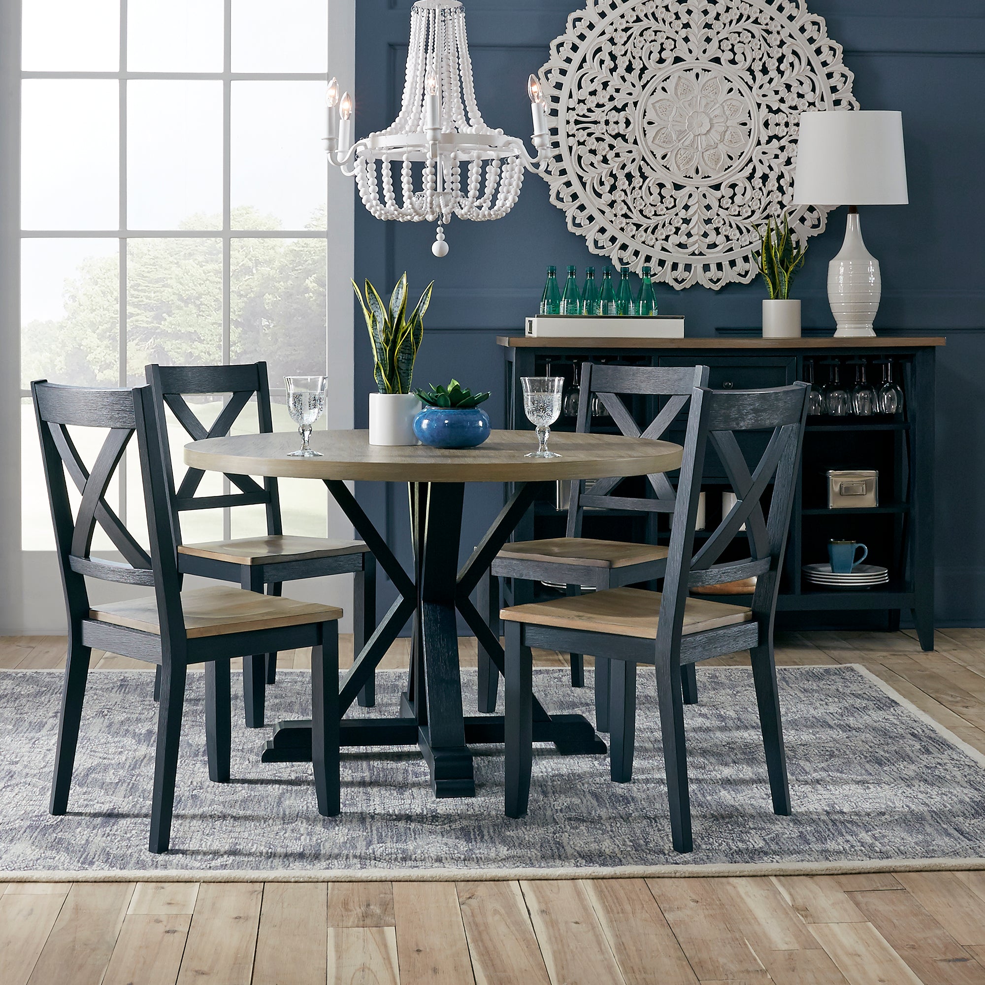 Liberty Furniture 519-CD-5PDS 5 Piece Pedestal Table Set- Navy